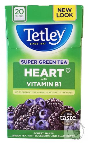Tetley Super Green Heart B1 Zöld tea B1 vitaminnal, áfonyával és szederrel 20 filter 40g