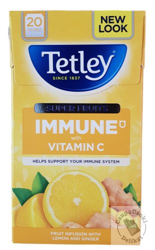 Tetley Super Fruits Immune C Gyümölcs tea C vitaminnal, citrommal és gyömbérrel 20 filter 40g