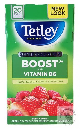 Tetley Super Green Boost B6 Zöld tea B6 vitaminnal, eperrel és málnával 20 filter 40g
