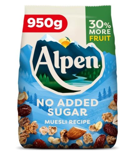 Alpen No Added Sugar Müzli mazsola-mandula-mogyoró 950g