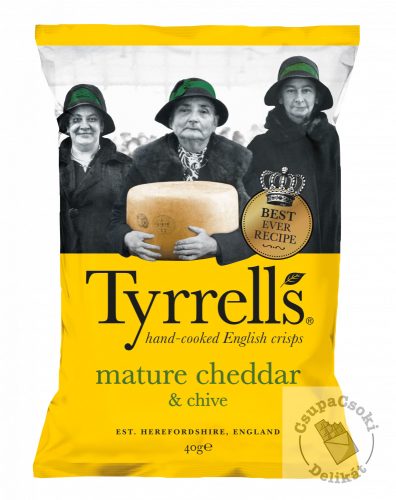 Tyrrell’s Burgonyachips chedar sajttal és snidlinggel 40g