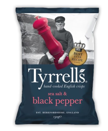 Tyrrell's Sea Salt & Black Pepper Burgonyachips feketeborssal 150g