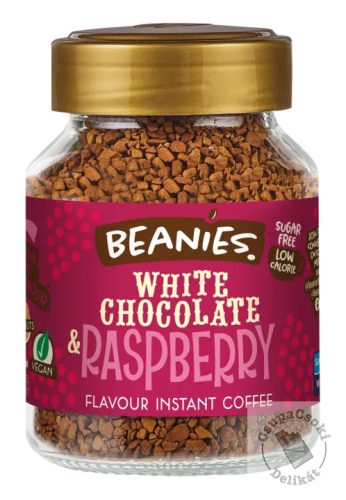 Beanies White Chocolate&Raspberry Fehércsokoládé-málna ízesítésű azonnal oldódó kávé 50g