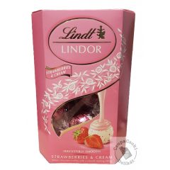   Lindt Lindor Strawberries&Cream Fehércsokoládé golyók epres krémmel töltve 200g