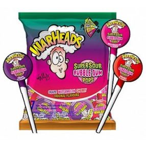 WarHeads Sour Bubblegum Pops Original Flavours Nyalóka 105g
